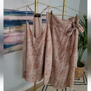 VICI COLLECTION Satin tank and midi wrap skirt *SET!! Size Medium